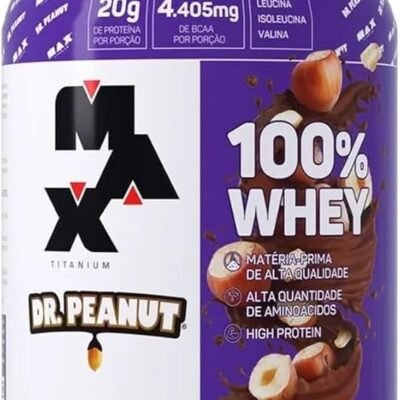 100% Whey Max Titanium x Dr. Peanut (900g), Sabor Avelã