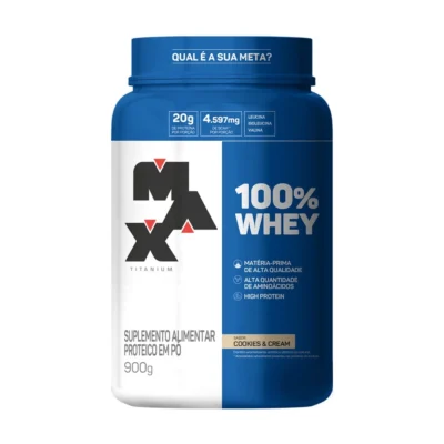 100% Whey 900g Pote - Max Titanium- Cookies & Cream